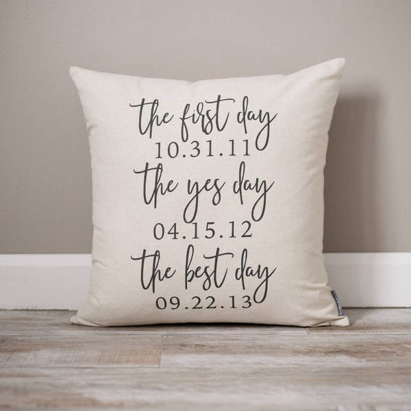 The First Day The Yes Day The Best Day Gift Pillow | Wedding Gift | Wedding Gifts for Couple | Bridal Shower Gift | Gift for Bride and Groom