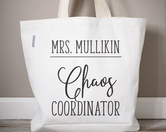 Bolsa de tela personalizada para profesor coordinador del caos / Regalo de algodón personalizado