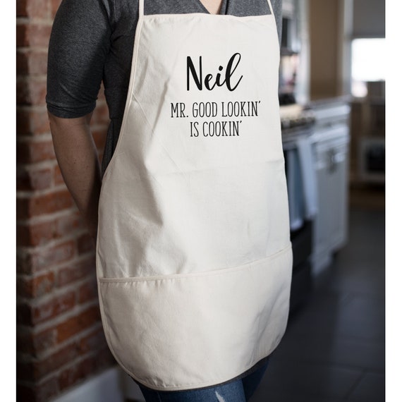 Personalized Initial Name Apron Kitchen Gifts for Women Man - Custom  Initial Design Chef Cooking BBQ Grill Baking Barbecue White Aprons - Cute  Gifts