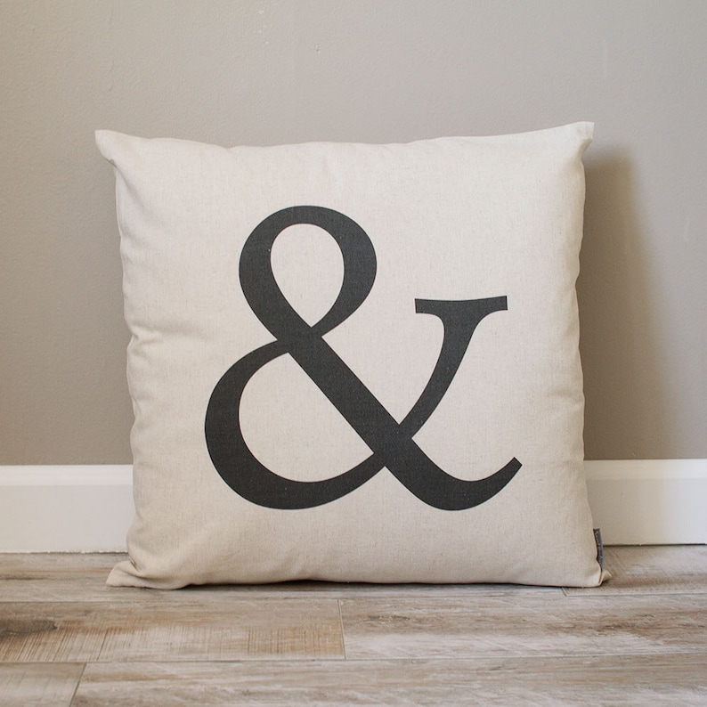 Ampersand Pillow & Pillow Personalized Gift Monogrammed Gift Rustic Home Decor Home Decor Decorative Pillows image 1