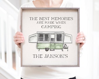 The Best Memories Are Made When Camping Sign | Pop Up Custom Camper Sign | RV Decor Wood Sign | CamperVan Trailer Decor | Campsite Decor