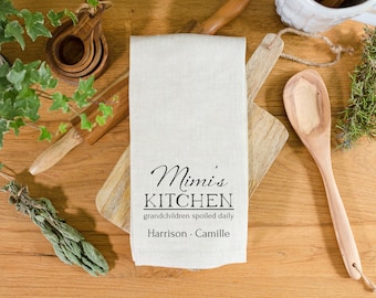Personalized Linen Tea Towel: Custom Grandparent Gift From Grandkids