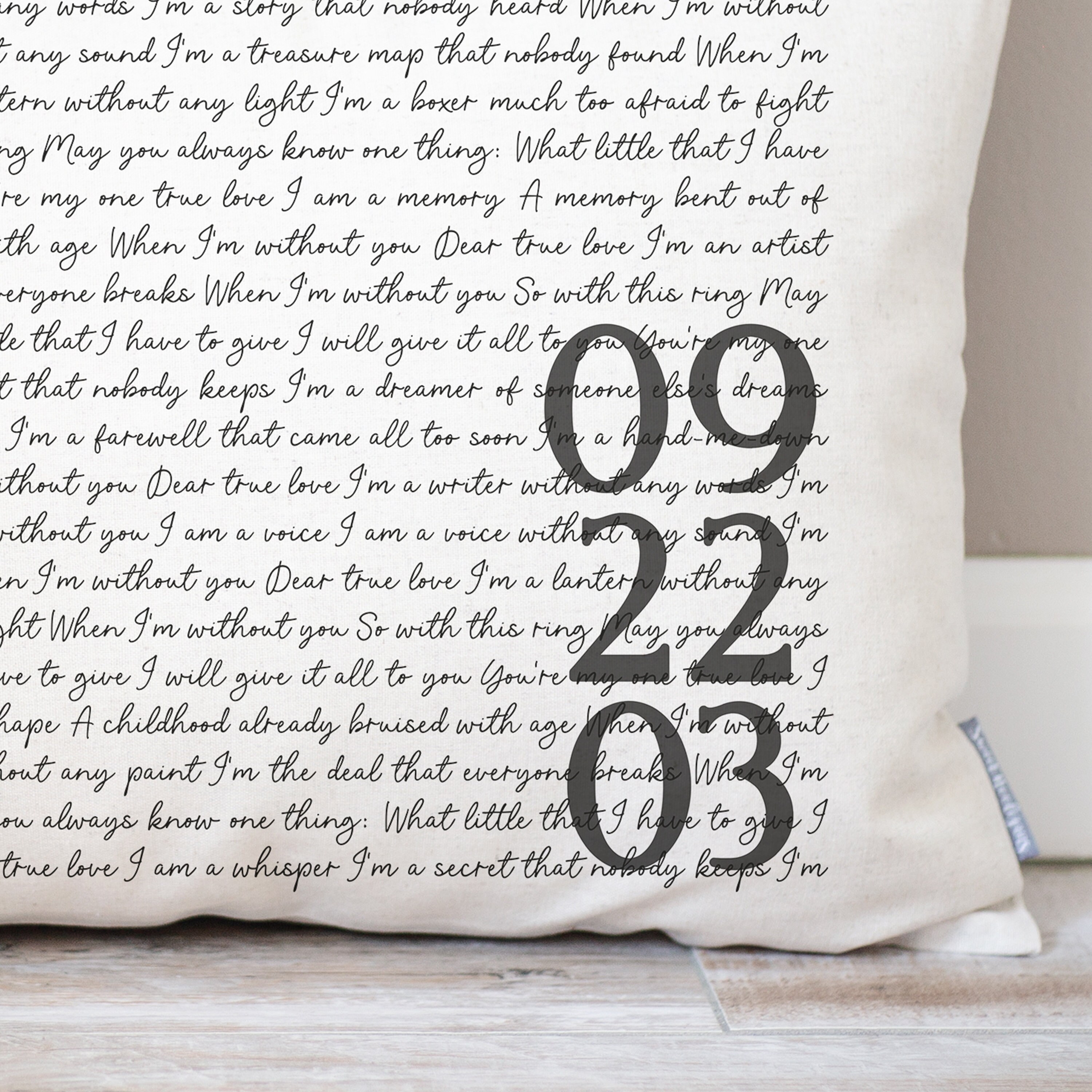 Custom Second Anniversary Gift | Song Lyric Gifts | Song Lyric Decor | Anniversary Gift for Wife | Second Cotton Anniversary | Wedding Date