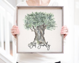 Family Tree Grandkids Name Sign | Grandkids Names Personalized Grandchildren Names Gift | Gift For Grandparents | Names Of Grandchildren