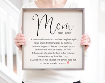 Mom Definition Sign | Mom Gift Sign Definition of a Mom | Personalized Mothers Day Gift | Gift For Mothers Day Sign | Mom Wall Art Gift Sign