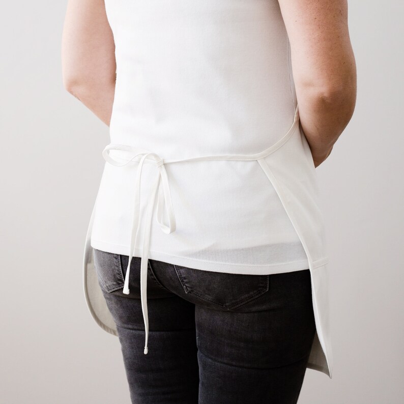 White Apron Full Kitchen Apron Kitchen Wear Cotton Apron Etsy
