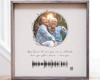 Soundwave Art QR Code Wooden Sign: Voice Recording Keepsake Gift
