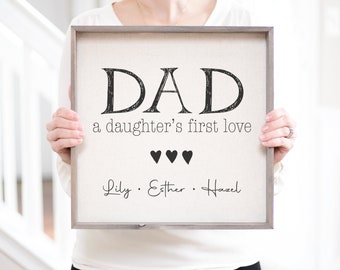 Personalized Dad Wood Sign - Daughter's First Love, Father's Day Gift