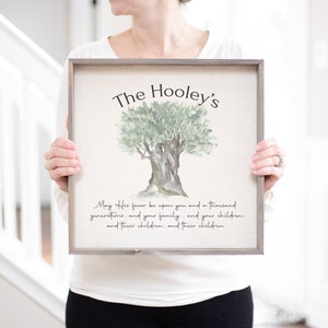 The Blessing Quote Family Name Tree Sign | Personalized Family Tree Gift | May His Favor Be Upon You | Gift For Parents |  Housewarming Gift