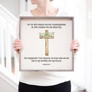 Jesaja 53: 5 Schriftzeichen | Christian Signs Wandkunst Küchenschilder | Bibel Vers Zeichen Frucht des Geistes Wand Kunst Zeichen | Schrift Zeichen