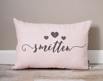 Smitten Pillow | Monogrammed Valentine's Gift | Gifts For Her | Valentine's Day Gift | Rustic Decor | Holiday Decor | Monogrammed Pillow