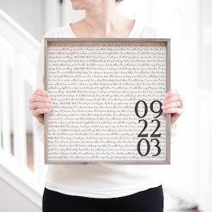 Song Lyrics Personalized Wedding Gift Anniversary Gifts for Men | Wedding Gift Husband Gift Song Lyric Art Wedding First Dance Song Lyrics