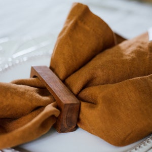 Natural Linen Fall Kitchen Napkin Set of 2 | Handmade Soft Linen Napkin Set | Rust Linen Napkins Kitchen Decor | Table Decor | Table Linens