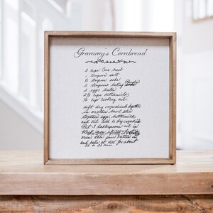 Letrero de madera personalizado con receta familiar manuscrita / Recuerdo de receta familiar manuscrita para mamá / Letrero manuscrita original / Regalo para abuelos