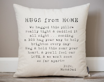 Hugs From Home Pillow | Linen Blend, College Dorm Decor