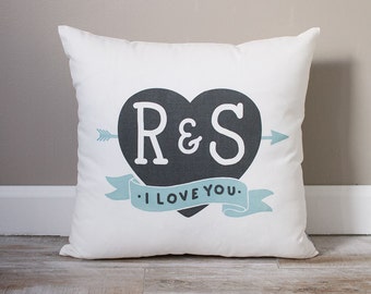 Wife Gift | Initials In Heart Pillow | Wife Gifts | Valentines Decor | Gifts For Her | Valentine's Day Gift For Wife | Valentine's Day Gift