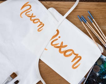 Kids Craft Apron and Art Supplies Bag Set | Matching Personalized Children's Apron Art Set