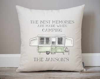 Personalisiertes Camping Kissen | Pop Up Camper Leinen Dekor