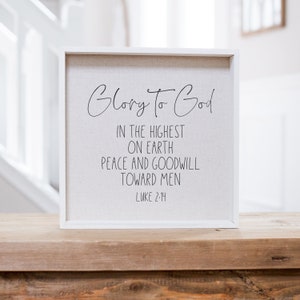 Glory To God In The Highest Christmas Sign | Hostess Christmas Gift | Peace On Earth | Housewarming Gift |  | Vintage Rustic Christmas Decor