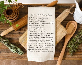 Gepersonaliseerde cadeaus voor moeder | Moederdagcadeau voor moeder | In handschrift: jouw favoriete recept | Moederdagcadeau handgeschreven theedoek met recept