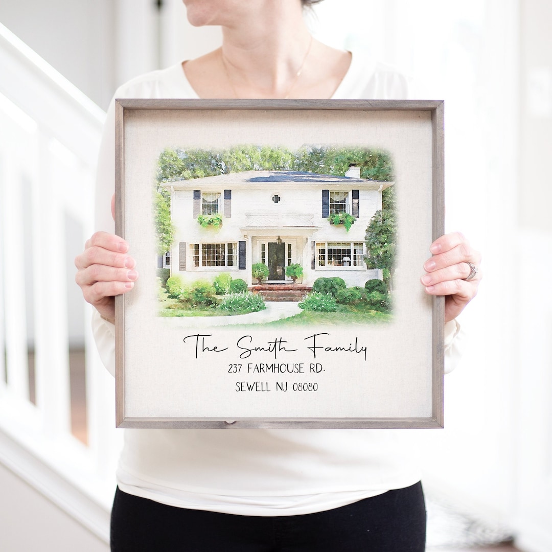 Personalized Watercolor House Portrait Wood Sign | Realtor Closing Gift ...