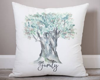 Personalized Family Tree Pillow | Linen Blend, Grandparent Gift