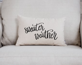 Sweater Weather Pillow | Fall Decor Pillow | Rustic Fall Decor | Farmhouse Decor | Winter Decor | Decorative Pillow | Baby It's Cold Outside