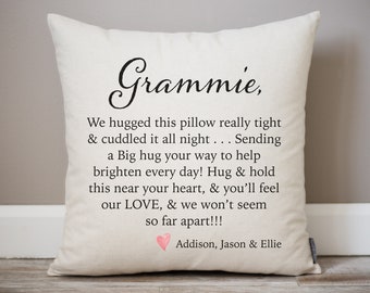 Hugs From Home Grandma Pillow | Grandparents Gift | Going Away Gift | Gift for Daughter | Mother's Day | Dorm Pillow | Get Well Soon