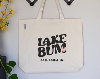 Personalized Lake Bum Cotton Tote Bag: Custom Vacation Bag