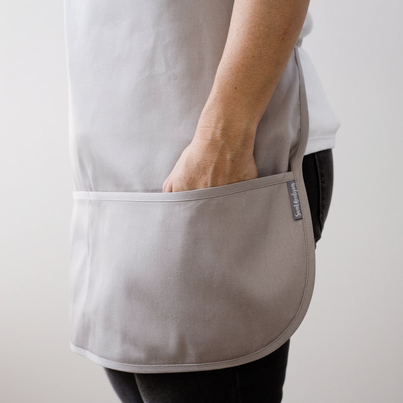 Light Grey Apron Full Kitchen Apron Kitchen Wear Cotton Etsy