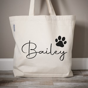 Personalized Pet Tote Bag | Custom Doggie Bag with Paw Print | Dog Mom Tote Bag | Custom Pet Tote | Custom Dog Travel Bag | Dog Lovers Gift