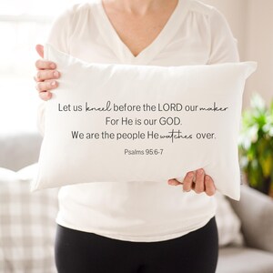 Kneeling Prayer Pillow | Linen Blend Scripture Gift
