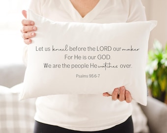 Kneeling Prayer Pillow | Linen Blend Scripture Gift