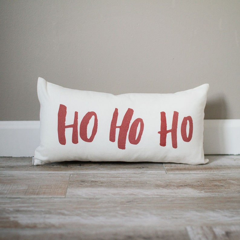 Red Ho Ho Ho Pillow Christmas Pillow Holiday Pillow Christmas Gift Rustic Decor Holiday Decor Christmas Decor image 1