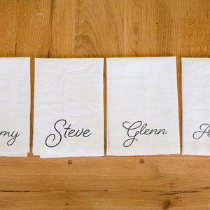 Name Placement Table Napkins 100% Linen Set of 4 | Wedding Favors | Cloth Napkins | Holiday Table Place Setting | Bridal Shower Favor