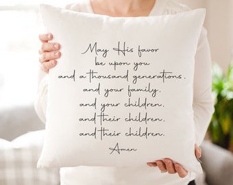 Personalized Blessing Quote Linen Pillow | Family Keepsake Gift