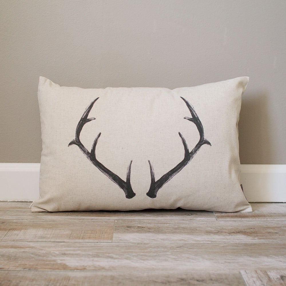 Deer Antler Pillow Rustic Pillow Personalized Gift Etsy
