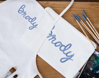 Kids Craft Apron and Art Supplies Bag Set | Matching Personalized Children's Apron Art Set