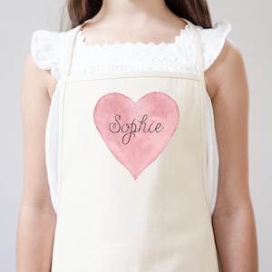 Pink Heart Kids Apron | Mommy Daughter Mother&#39;s Day Gift Apron | Gift For Daughter | Mommy & Me Kitchen Apron | Personalized Youth Apron