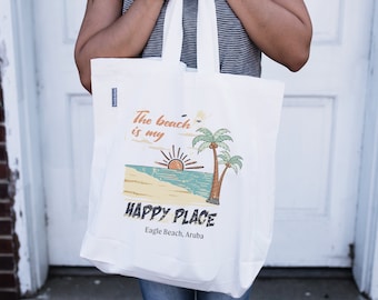 Personalized Cotton Beach Tote Bag: Custom Vacation Gift