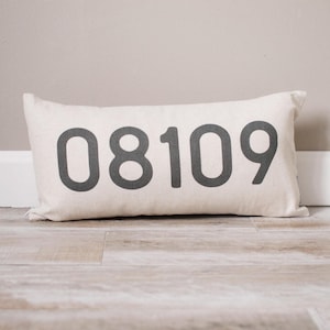 Personalized Zip Code Pillow Personalized Pillow Dorm Decor Monogrammed Gift Rustic Home Decor Home Decor Farmhouse Decor image 1