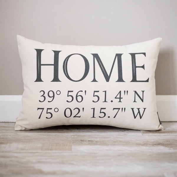 Latitude Longitude Pillow | Personalized Housewarming Gift | House Warming Gift | New Home Gift | Our First Home | Going Away Present | Home