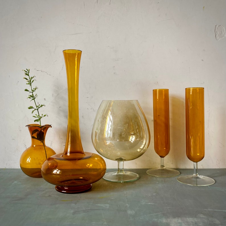 Набор из 5x Очень Декоративное Стекло И Вазы Желтый Янтарь 0 — изображение