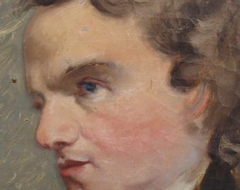 Antique Portrait Painting/ Gentleman Oil Painting/ Continental Oil Painting/ Antique Male Portraits