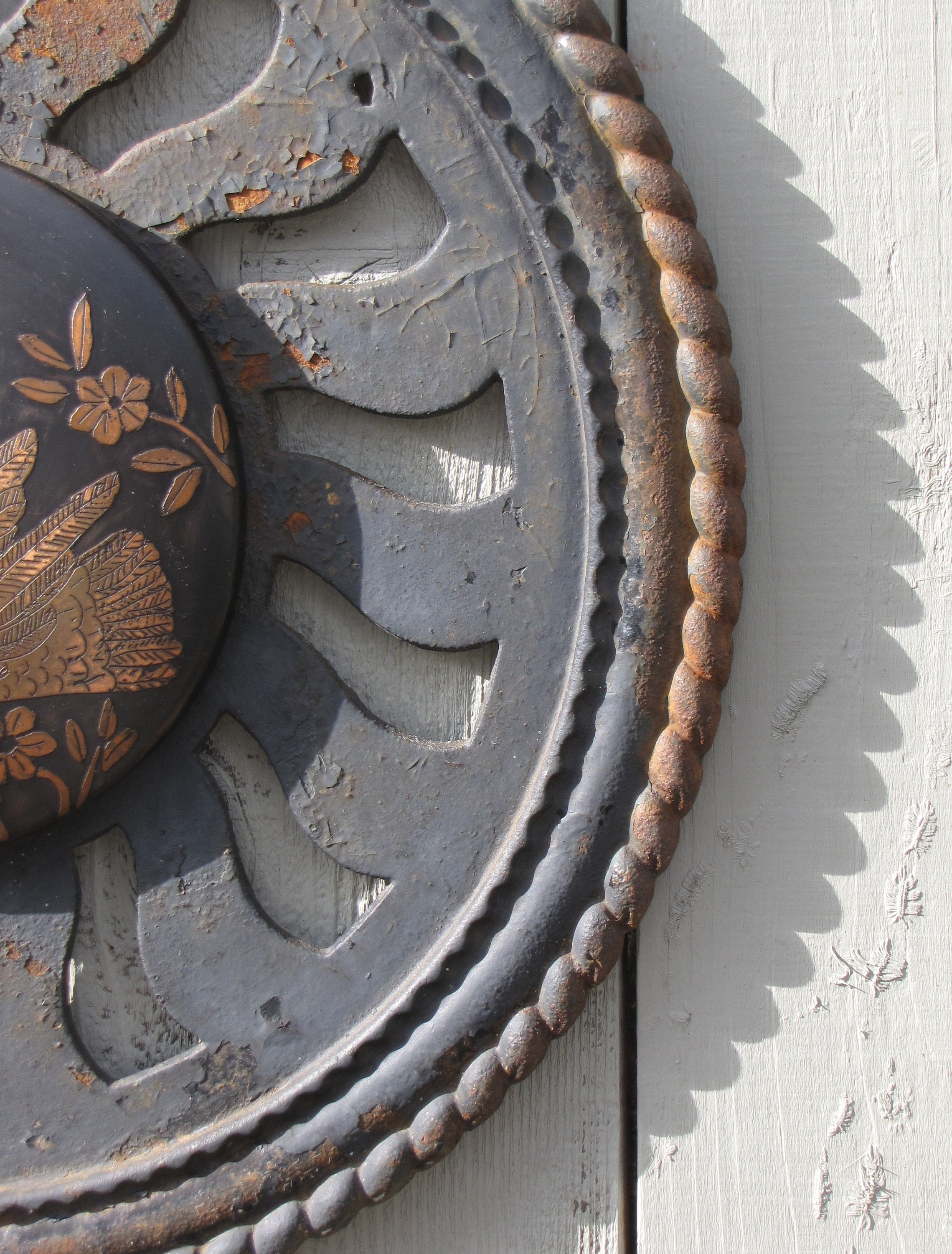 Antique Stove Pipe Collar/ Cast Iron Assemblage/ Etched Copper Etsy