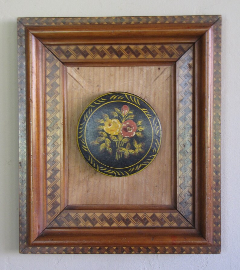 Antique Marquetry Frame Inlay Old Wooden Image 0