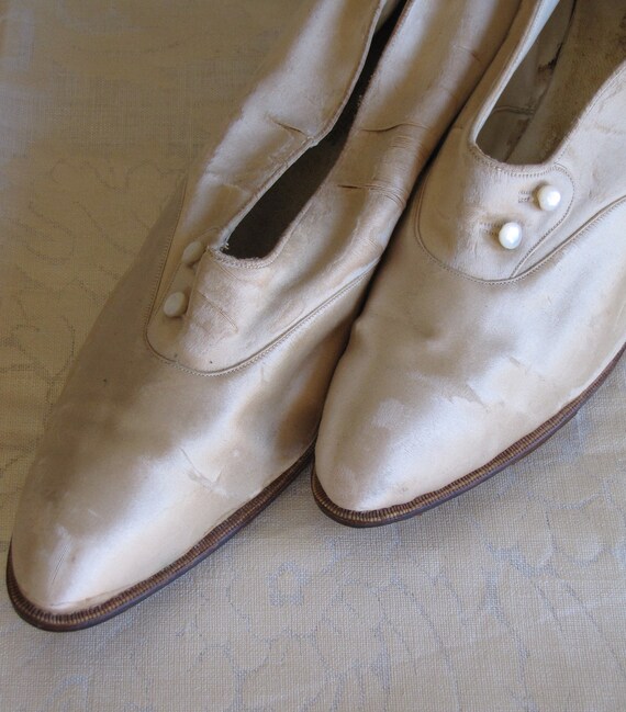 Antique Silk Wedding Shoes/ Edwardian Silk Shoes/