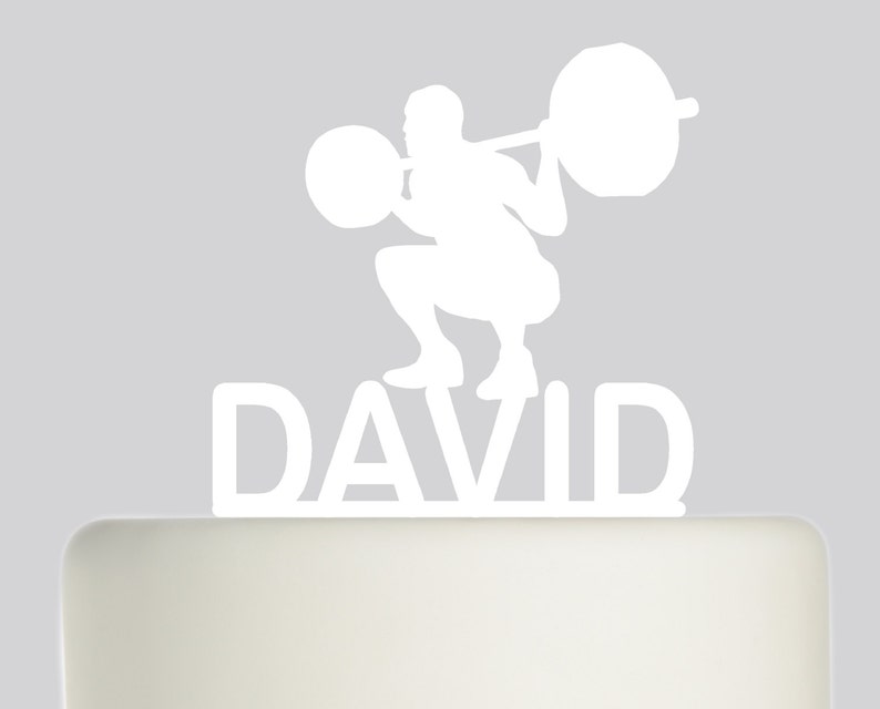 Birthday Cake Topper Custom Cake Topper Happy Birthday Personalised with your Name.267 Weightlifter Weightlifting YOUR NAME Cake Topper