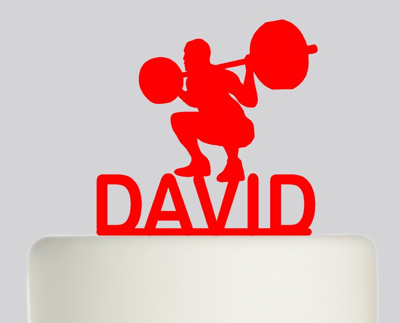 Birthday Cake Topper Custom Cake Topper Happy Birthday Personalised with your Name.267 Weightlifter Weightlifting YOUR NAME Cake Topper