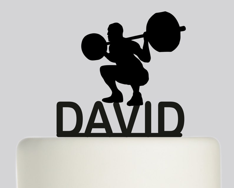 Birthday Cake Topper Custom Cake Topper Happy Birthday Personalised with your Name.267 Weightlifter Weightlifting YOUR NAME Cake Topper